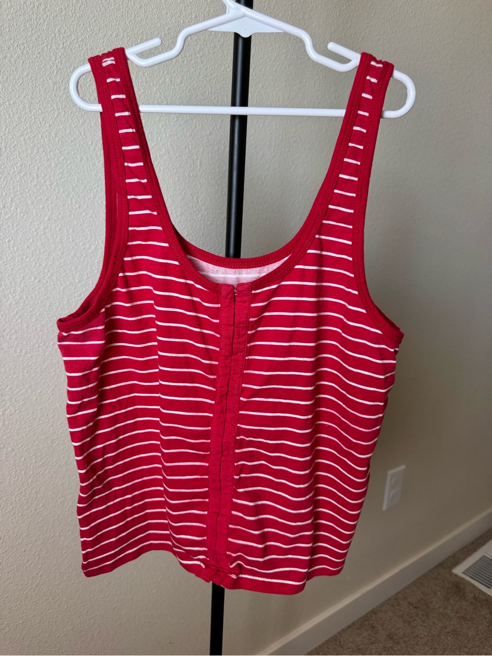 Pilcro Red and White Striped Tank Top